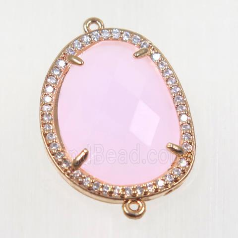 gemstone connector paved zircon, gold plated