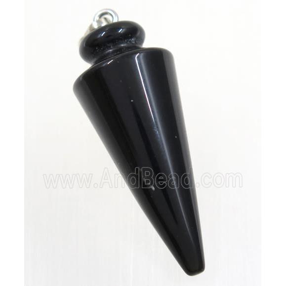black agate bullet pendant
