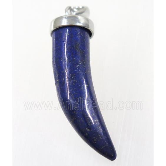 blue Lapis Lazuli horn pendant