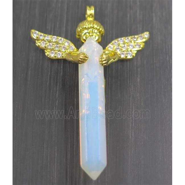 gemstone pendant, angel, gold plated