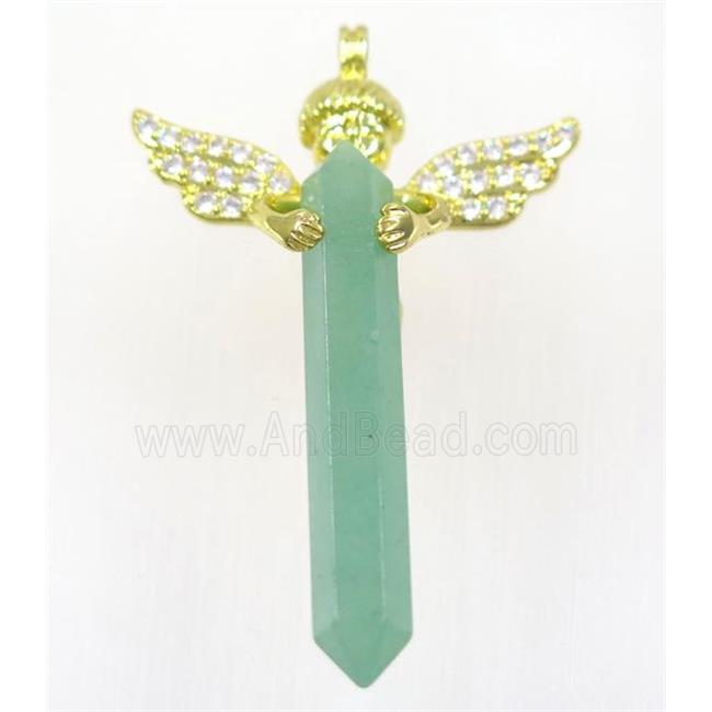 gemstone pendant, angel, gold plated