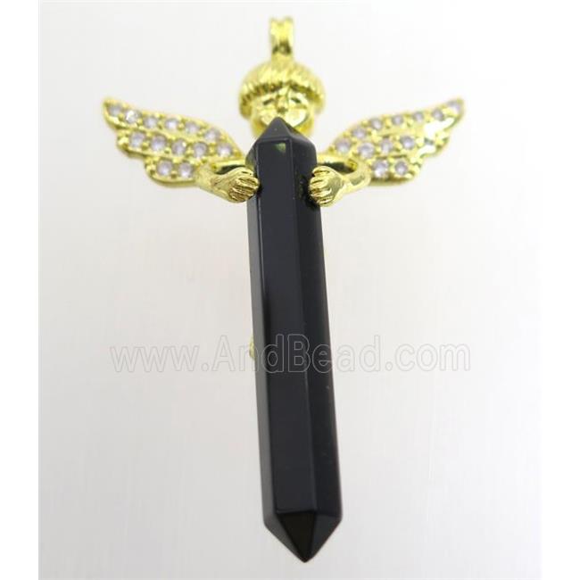 gemstone pendant, angel, gold plated