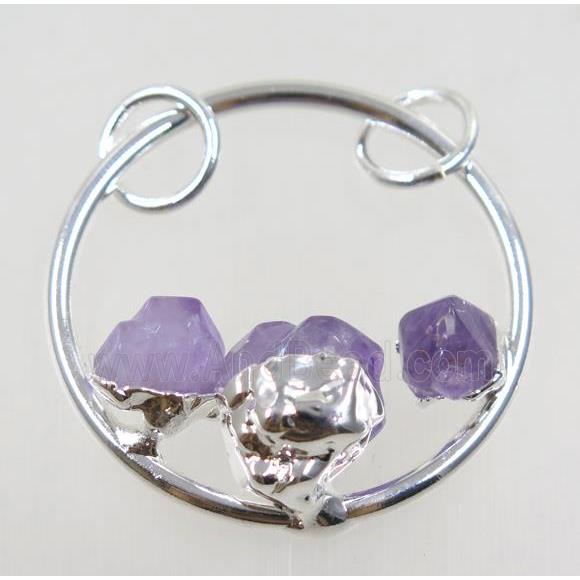 purple Amethyst pendant, silver plated