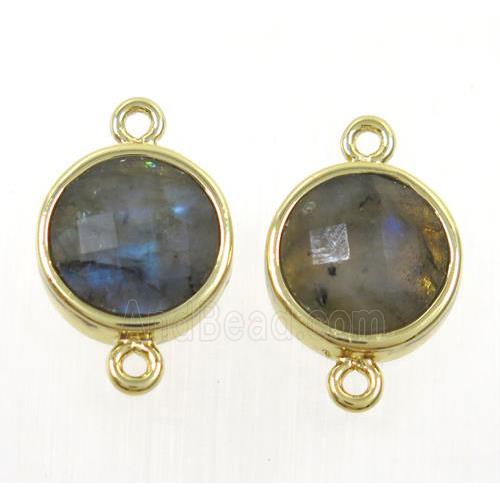 Labradorite circle connector, gold plated