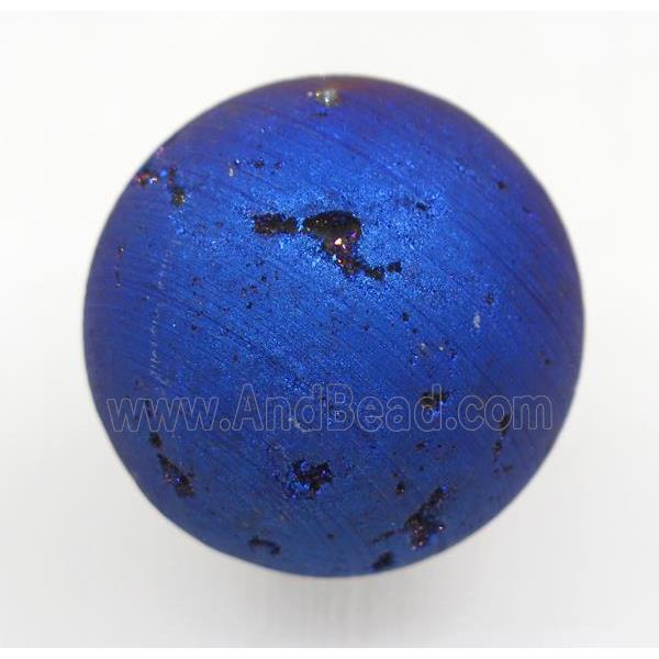 round blue Agate druzy ball charms, no-hole
