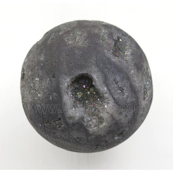 black round Agate druzy ball charms, no-hole