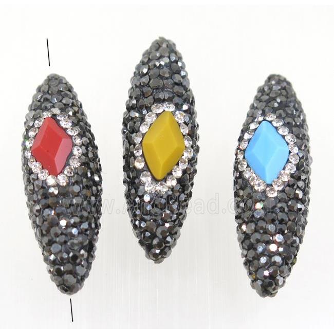 Clay rice beads paved rhinestone, mix