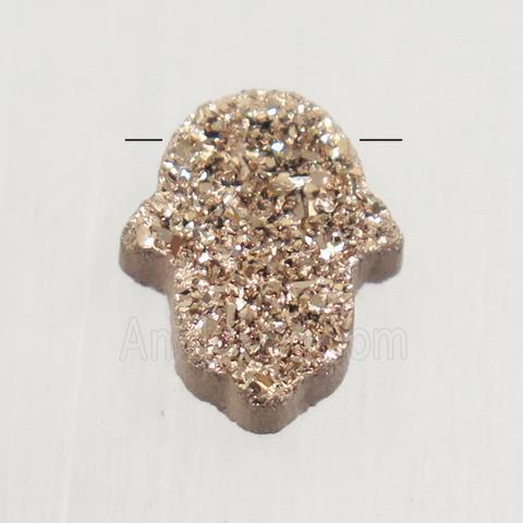 Agate Druzy Hamsahand pendant, rose gold