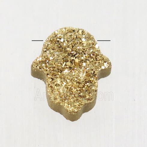 Gold Druzy Agate Hamsahand pendant