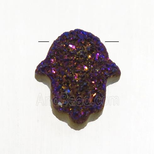 purple Druzy Agate Hamsahand pendant
