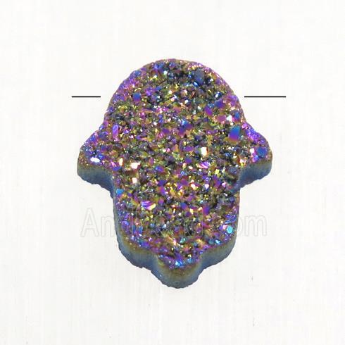 rainbow Druzy Agate Hamsahand pendant
