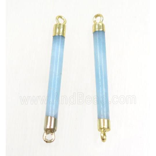 blue Amazonite connector, stick, gold plated