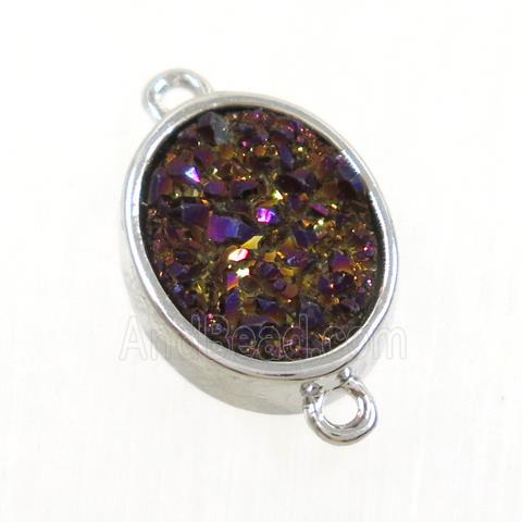purple Druzy Quartz oval connector