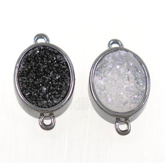 mix color Druzy Quartz oval connector