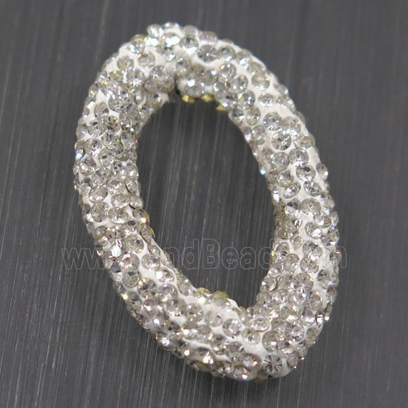 resin connector paved white rhinestone, oval