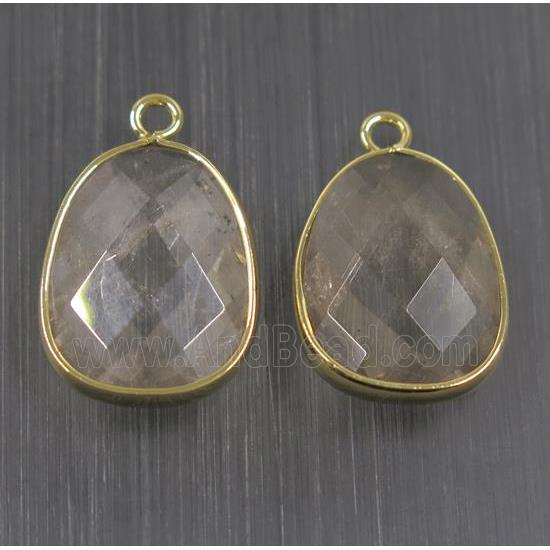 clear crystal glass pendant, faceted teardrop