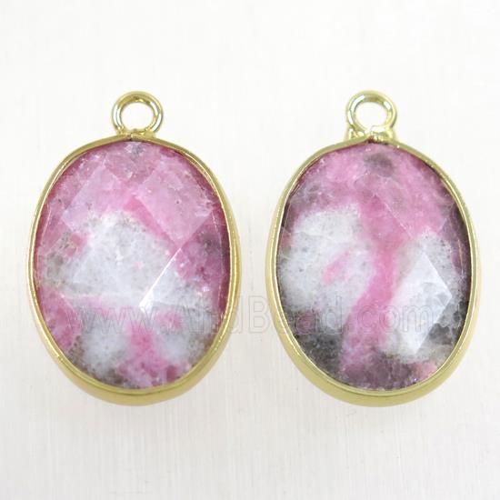 pink jade pendant, faceted oval