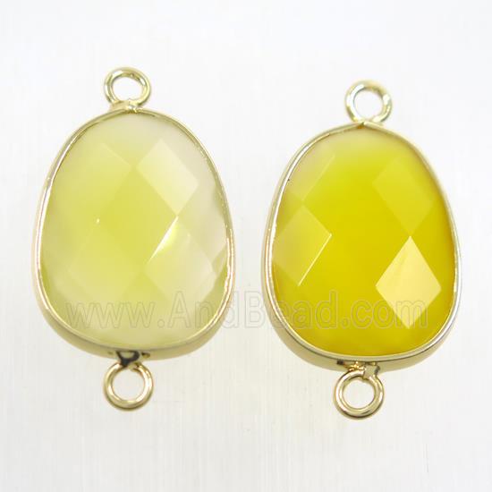 yellow crystal glass connector, faceted teardrop