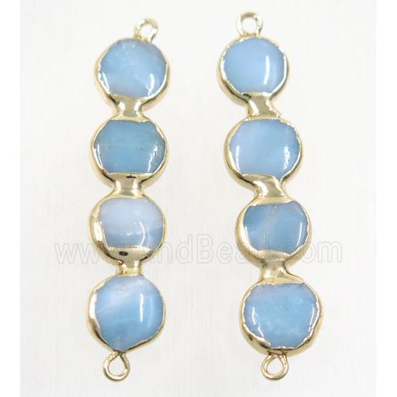 blue dye Amazonite connector, gold plated