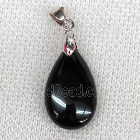 black Onyx Agate teardrop pendant