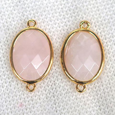 Rose Quartz connector, faceted oval