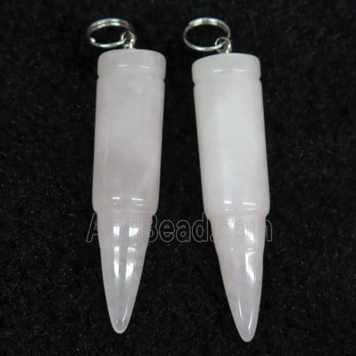 Rose Quartz bullet pendant, pink