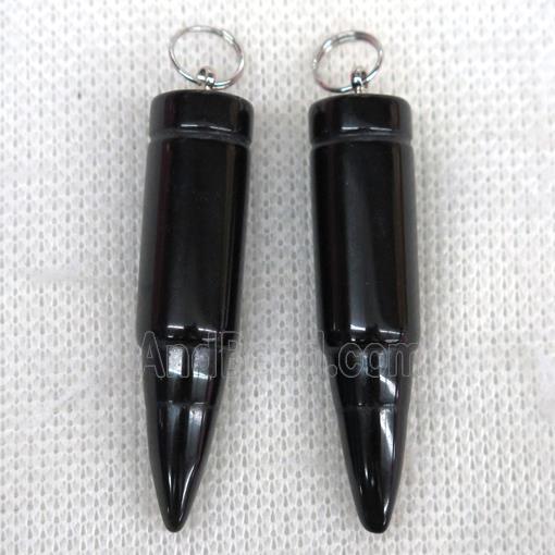 black Agate Onyx bullet pendant