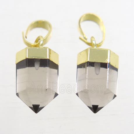 Smoky Quartz bullet pendants, gold plated