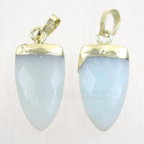blue Aventurine pendants, faceted arrowhead, gold plated