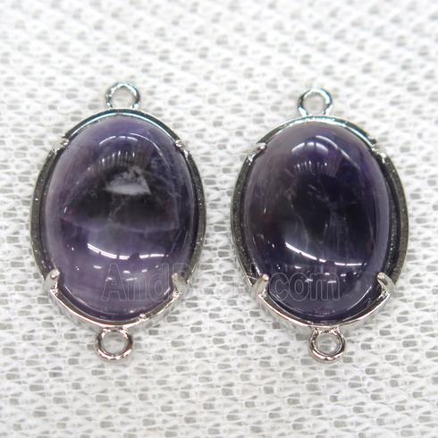 purple Amethyst connector, oval