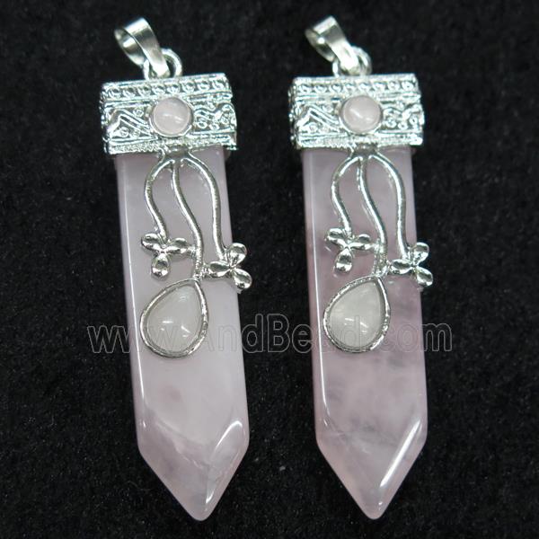 Rose Quartz arrowhead pendant