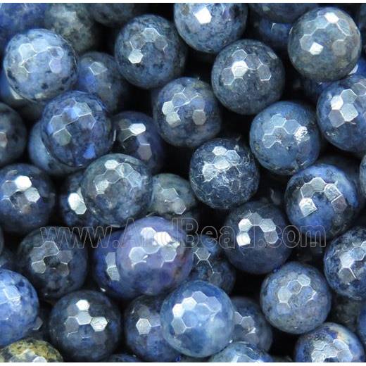 blue Dumortierite Beads, faceted round