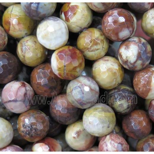 red Rhyolite beads, faceted round