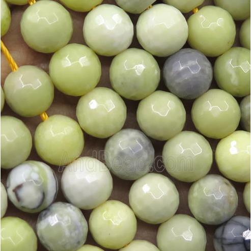 Australian Butter Jasper beads, faceted round, olive