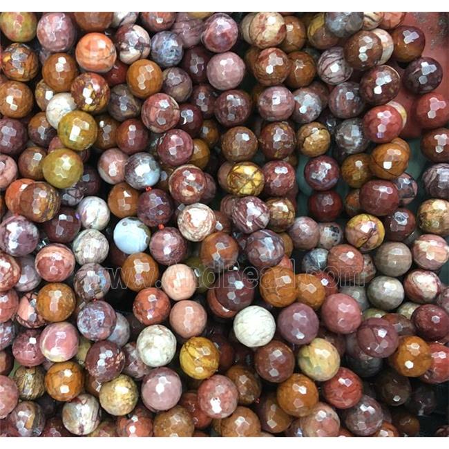 red porcelain Jasper beads, faceted round