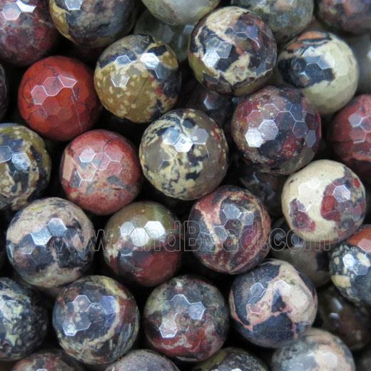 Poppy Unakite Jasper beads, faceted round, Grade A