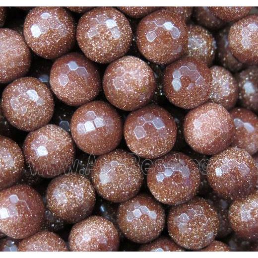 gold sandStone bead, faceted round