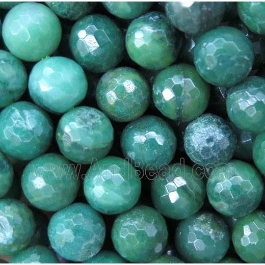 African Green Verdite Beads Faceted Round