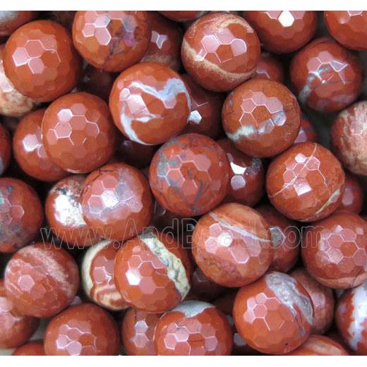 white lace Red Jasper bead, faceted round