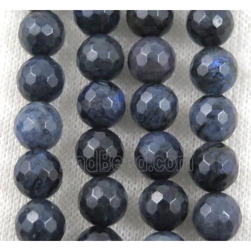 blue Dumortierite jasper beads, faceted round