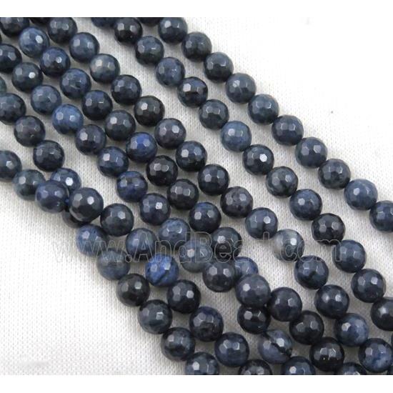 blue Dumortierite jasper beads, faceted round