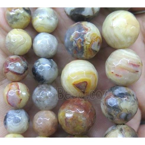 faceted round Crazy Agate Beads