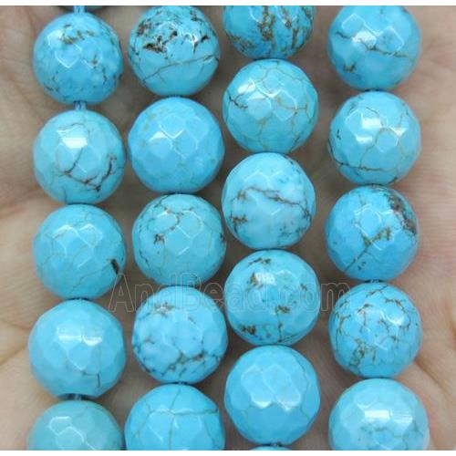 blue turquoise beads, faceted round