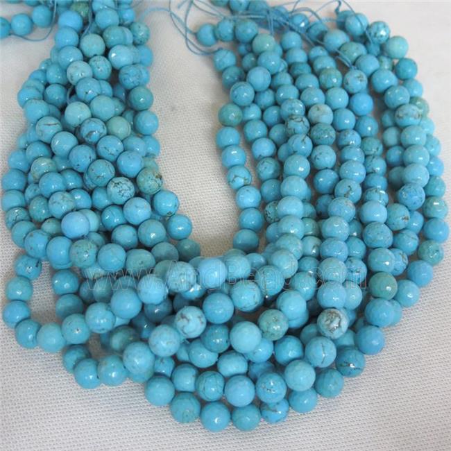 blue turquoise beads, faceted round