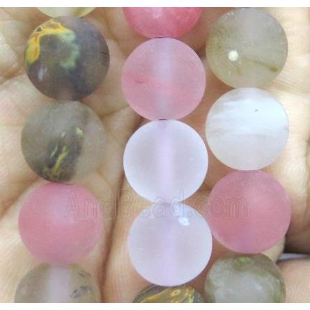matte round watermelon quartz beads