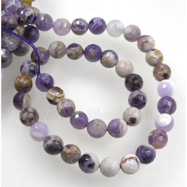 Dogtooth Amethyst bead, faceted round, purple