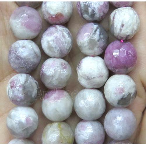 pink tourmaline bead, faceted round