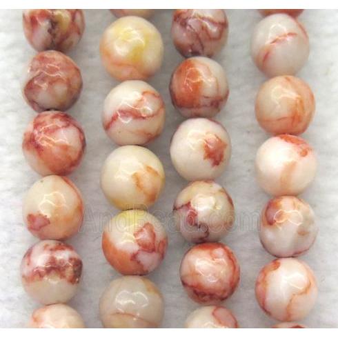 red Silk Jasper Beads, faceted round