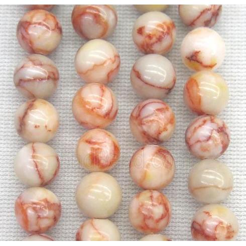 red Silk Jasper beads, round
