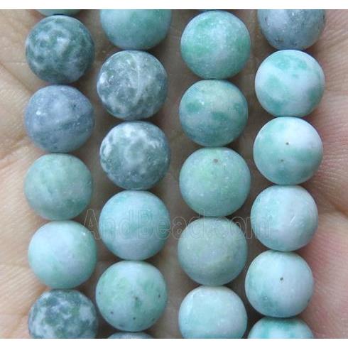 Chinese Nephrite Jade Beads Matte Round Green